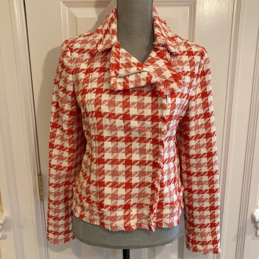 Ann Taylor Asymmetric Tweed Motorcycle Jacket